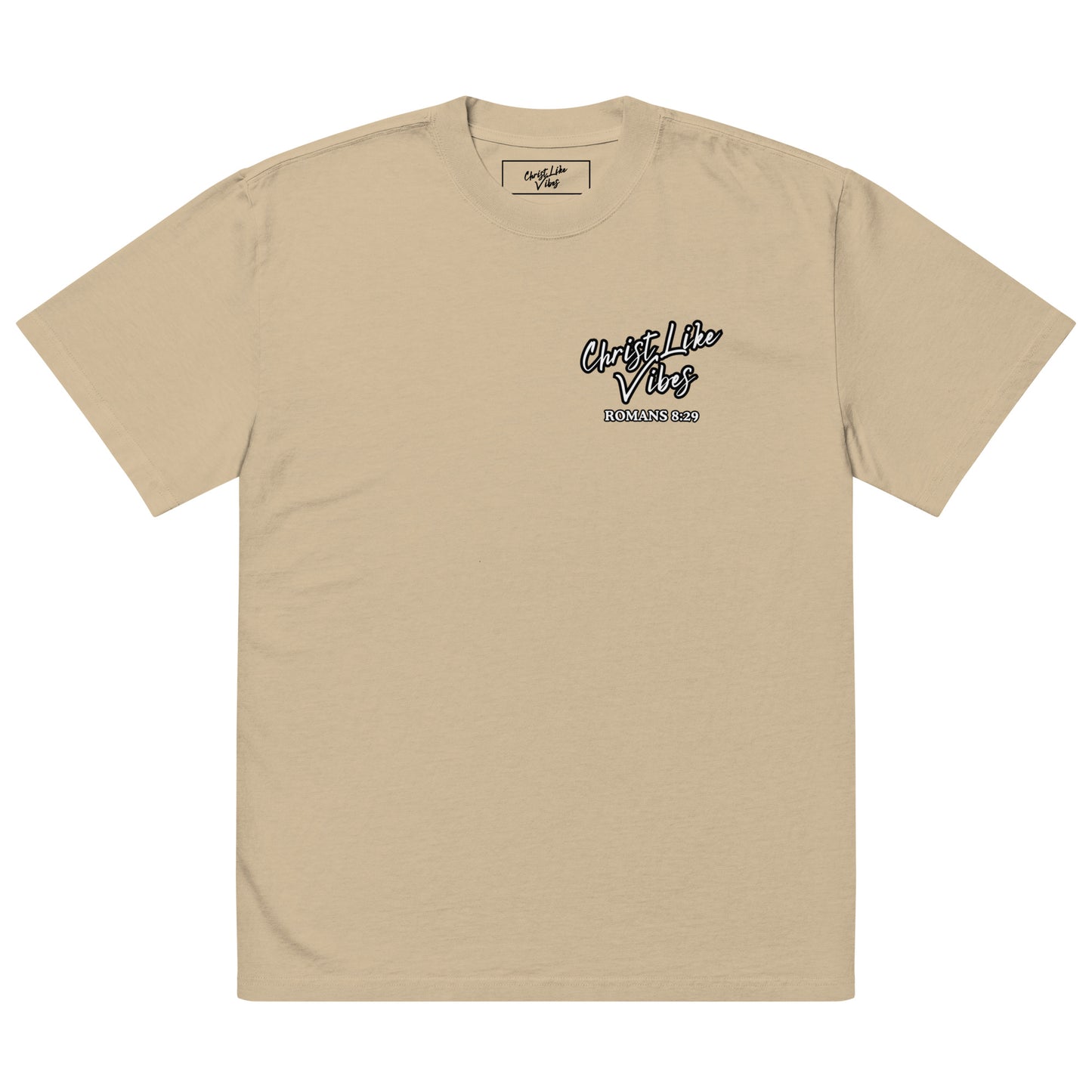 Christ Like Vibes Khaki Oversized Faded T-Shirt